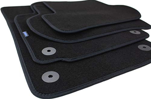 Fußmatten Kompatibel mit Golf 5 Golf 6 Jetta III Scirocco Octavia II (1Z) Baujahr 2003-05/2013 Velours Automatten Stoffmatten Premium Qualität Autoteppiche Schwarz