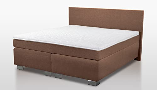 Charlottes Möbelkaufhaus Boxspringbett ROM II in Stoff Braun 180x200 cm, Härtegrad H2 und H3. Mittelbraun, Dunkelbraun oder Hellbraun. (180x200 cm, Braun Stoff)