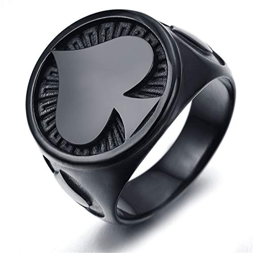 Beydodo Ringe Edelstahl Männer, Ring Personalisiert Poker Pik Freundschaftsringe Herren Ringe Gothic Gr.67 (21.3)