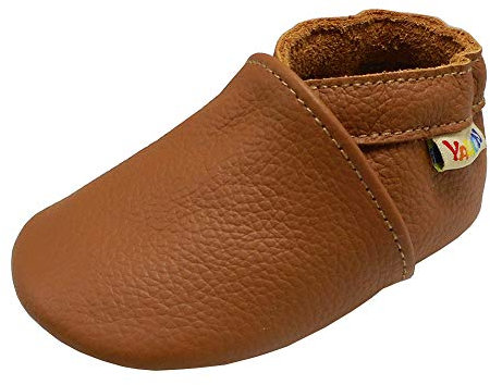 YALION Baby Weiche Leder Lauflernschuhe Junge Krabbelschuhe Mädchen Hausschuhe Lederpuschen Multi-Stile (EU 25/26=XXL, Hellbraun)