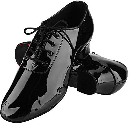 Männer Tanzschuhe Latin Schuhe Männlich PU Leder Latin Dance Schuhe Schwarz(42)