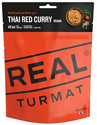 Drytech Real Turmat Thai Curry Rot Trekking Mahlzeit Outdoor Essen Ration Nahrung Vegan