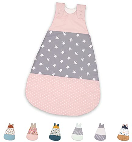 ULLENBOOM Schlafsack Baby 10-18 Monate, 80/86, OEKO-TEX Materialien, Rosa Grau (Made in EU), 2,5 TOG - Baby Schlafsack Neugeborene - Ganzjährig für Frühling, Herbst und Winter