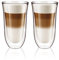 Aqualogis Lot de 2 cappuccino à double paroi en verre crème 250 ml