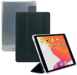 Mobilis Funda para iPad 10.2'' 2021/2020/2019, Carcasa con Esquinas Reforzadas Compatible iPad 9/8/7 Gen, Función Soporte y Portalápiz, Negro/Transparente