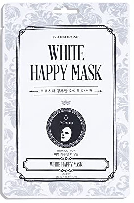 White Happy Mask - Mascarilla facial coreana antiedad, con Niacinamida, Ácido Málico, Té Verde y Antioxidantes. Rejuvenece, aporta elasticidad, unifica el tono e ilumina. (1 Unidad)