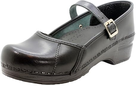 Bjork Marcella Mary Jane Clogs, Leder, Schwarz, Schwarz (schwarz), 39/39.5 EU