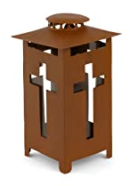 Novaliv Farol para tumba, 25 cm de alto, óxido I decoración en cruz, farolillo de cementerio, lámpara para tumba, decoración para tumba, decoración de tumba, vela de metal, cementerio