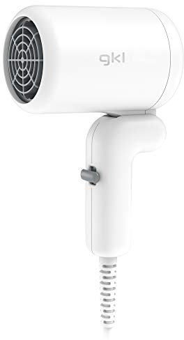 GKL Mini Secador de Viaje, 400W, Plegable, Flujo de Aire Caliente hasta 70°C para maleta, gimnasio, mochila y uso diario. Mini secador muy potente para su tamaño (Blanco)