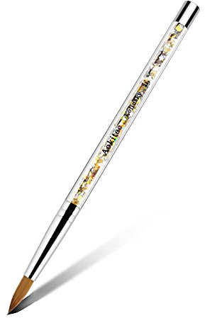 Aokitec Kolinsky Acrylic Nail Brush #22 Sable Round Nail Art Brush for Acrylic Application Polygel Manicure Tool - Black Wood Handle