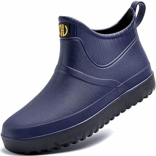 GURGER Stivali di Gomma Uomo Bassi Stivali da Pioggia Stivaletti Corti Stivaletto Impermeabili Wellington Boot Blu Navy 40 Taglie