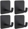 nuoshen 4-Piece Black Stainless Steel Heavy Duty Self-Adhesive Wall Hooks for Bedroom, Bathroom, Kitchen, Office