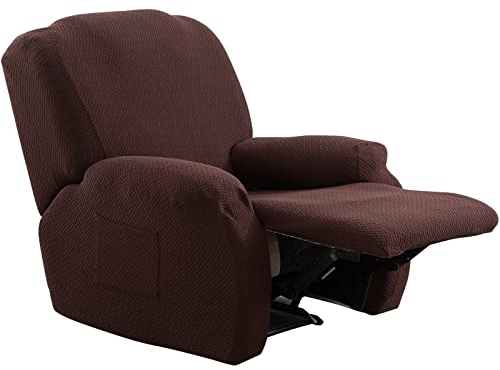 LiveGo Sesselbezug,Sesselschoner,Stretchhusse Sesselbezüge Sesselhusse für Relaxsessel,4-Teilig Sesselschoner Sessel überzug Elastisch Bezug für Fernsehsessel Sessel Bezug(Braun)