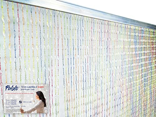 Tex family Pablo © Perlenvorhang, Mehrfarbig, aus PVC, geräuschdämpfend, mit Metallstange, 100 x 220 cm