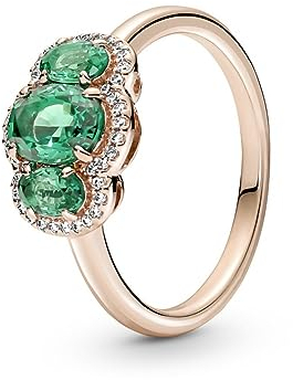 PANDORA Drei Steine Vintage-Ring in 14 Karat rosévergoldeter Metalllegierung mit Zirkonia, Gr. 52, 180057C01-52
