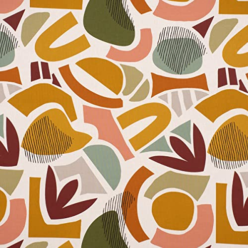 SCHÖNER LEBEN. Baumwollstoff Dekostoff Retro Art Moderne Kunst bunt 1,60m Breite