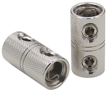 Bumbesti 2 Pcs 0 Gauge Wire Coupler Terminal Audio Car Brass Terminal Butt Connector for 0-2 Gauge Wire- Nickel Plated