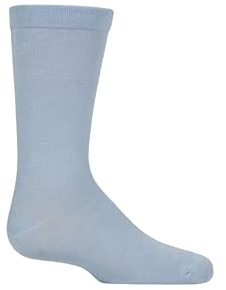 SockShop Kids’ Bamboo Socks, Comfort Cuff, Hand Linked Toes, Plain Bright Solid Striped, Soft,Breathable, 1 Pair Pack (UK, Age, 4 Years, 7 Years, Regular, Pale Blue)