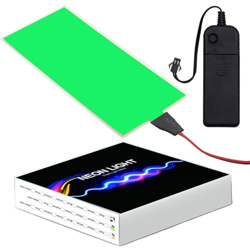 Ygmylandbb EL Panel Neon Sheet Light Decorations – Elektrolumineszenz-Lichtblatt, 12 cm x 5 cm, Grün, ON/Slow Flash/Fast Flash, 1 Packung
