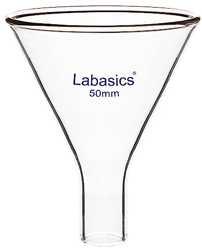 Labasics Glass Powder Funnel, Heavy Wall Borosilicate Glass Short Stem Funnel with 50 mm Top Height and 26 mm Stem Height