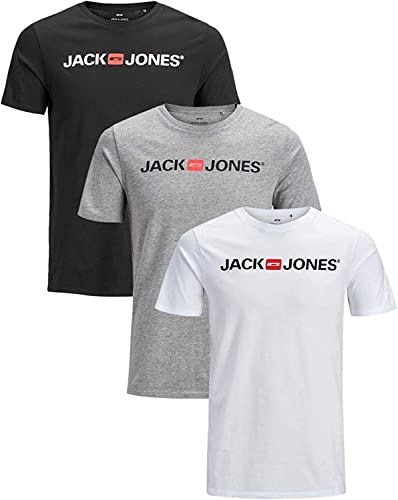 JACK & JONES Herren 3er-Set T-Shirts aus Baumwolle (Slim Fit Mix 25, XL)