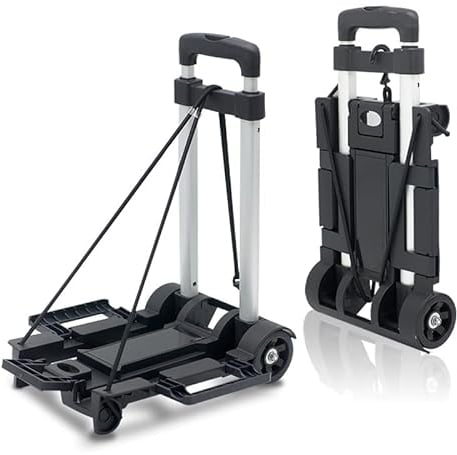 Sack truck 30kgs / 66lbs Aluminum Folding Hand Truck Heavy Duty Multi-Functional Hand Truck Portable Luggage Sack Trolley for Luggage Travel Auto Moving Office Folding trolley Dolly trolley