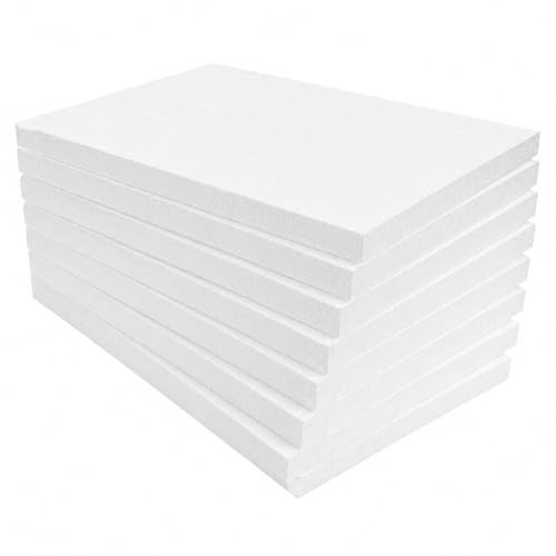 Planchas de Poliestireno Blanco (6 Unidades, 27x37x3 cm) - Laminas Ligeras y Lisas para Manualidades, Fabricadas en España