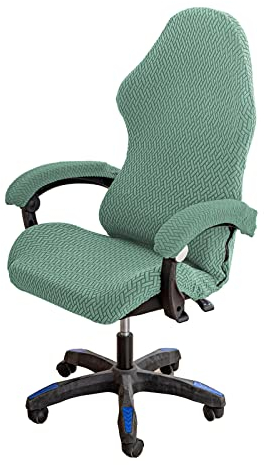 LIFEDX Housses de Chaise de Gaming,Housses de Chaise de Jeu Extensible 4 pièces,Housse de Chaise de Bureau avec Accoudoirs/Dossier de Chaise,Housse de Fauteuil Rotatif,Pas de Chaise-Green