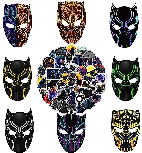 8 Stück Anime Masken und 50 PCS Anime Aufkleber, Anime r Kostüm,Vinyl Wasserdicht Aufkleber für DIY, Aufkleber und Masken für Party Maskerade Geburtstage Party Dress Up Marvel