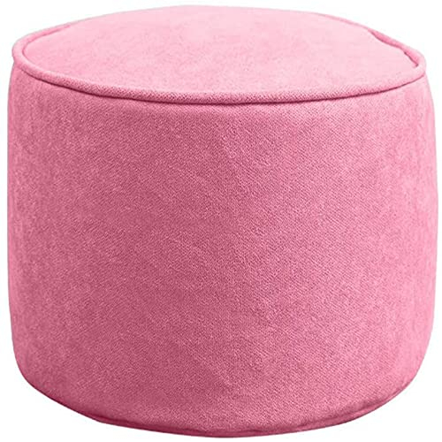 Runder, einfarbiger Pouf-Ottomane, abnehmbares, gefülltes Bodenkissen, Meditationskissen aus Baumwolle, Yoga-Kissen (Rosa 40 x 40 x 30 cm (16 x 16 x 12 Zoll))