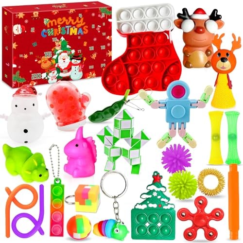 Lubibi Fidget Giocattoli Calendario Dell'Avvento 2024, Con 24 Fidget Giocattoli , antistress Calendario Conto Alla Rovescia Natalizio, Regali a Sorpresa Di Natale e Compleanno Per Bambini e Bambine
