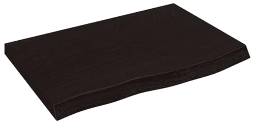 vidaXL Wandregal, Holzregal Regal Handgefertigt mit Baumkante, Wandboard Regalbrett Deko, Bücherregal Hängeregal, Dunkelbraun 60x40x(2-4) cm Massivholz Eiche Behandelt