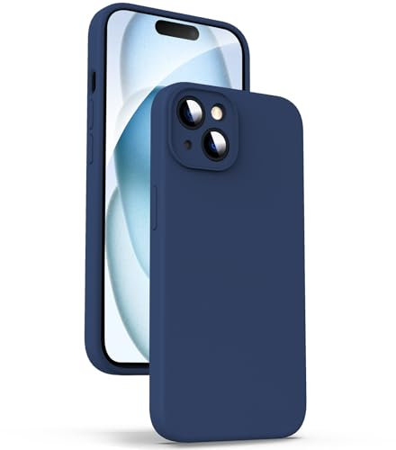 Supdeal Liquid Silicone Case for iPhone 15 Plus - [Camera All-Round Protection] [Soft Microfiber Lining Anti-Scratch] 4 Layer Full Covered Shockproof Gel Rubber Phone Case Cover, 6.7, Navy Blue
