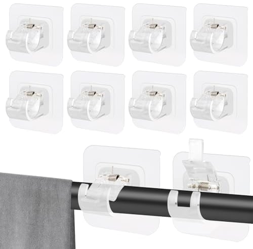 10 PCS ganci adesivi per tende senza bucare,portacanne per tende,non perforante,Ganci Adesivi per Asta Tende Supporto per Tende Portasciugamani Sospesi per Uso da Casa Bagno e Hotel