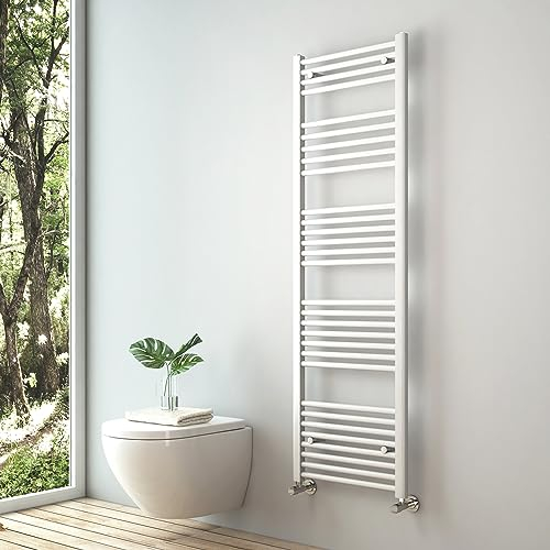 S'AFIELINA Towel Rail Radiator 1600 x 500 mm, White Towel Radiator Towel Rail Central Heating Radiator Designer Towel Radiator Modern Straight Ladder Bathroom Warmers