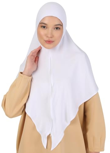 Prien Kopftuch Damen mit reißverschluss, Muslim Hijab Kleider, Muslimische Lang Konfektions Schal, Frauen Kopftücher Gebetskleidung, Abaya, Khimar, Türkisch Islamische Kleidung (Weiß)