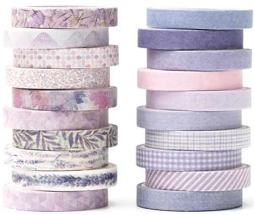 YUBX 20 Rollen Dünn Washi Tape Set Masking Tape Antike Muster Dekoratives Klebeband Bunt für DIY Handwerk, Bullet Journals, Planer, Scrapbooking, Verpackung