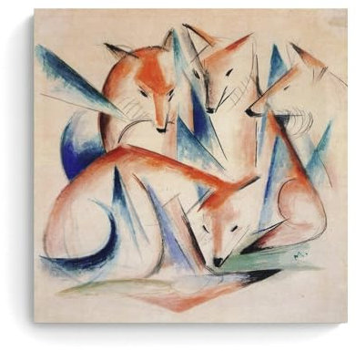 Franz Marc berühmte Malerwerke (Vier Füchse), Druckposter auf Leinwand, Wandkunst, dekorativ, Schlafzimmer, modernes Zuhause, 30 x 30 cm