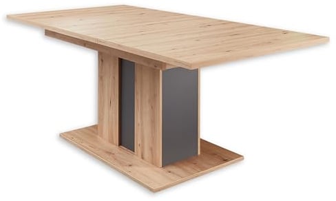 Stella Trading Memphis Esstisch ausziehbar in Artisan Eiche Optik, Graphit - Ausziehbarer Esstisch für Ihr Wohn- & Esszimmer - 160-210 x 75 x 90 cm (B/H/T)