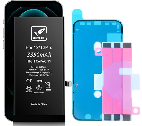 cDraFixit Battery for iPhone 12/12Pro, 3350 mAh, Replacement Battery with High Capacity, Battery with Complete Repair Tool Kits for iPhone 12/12Pro, High Performance