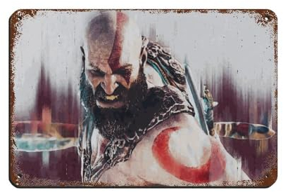 Game God of War Kratos Poster (2) Retro Poster Metall Blechschild Chic Art Retro Eisen Malerei Bar Menschen Höhle Cafe Familie Garage Poster Wanddekoration 20 x 30 cm