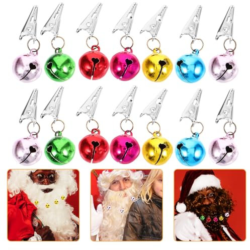 TOPPERFUN 24st Bartschmuck Weihnachtsbart Bart Weihnachtsschmuck Bart Weihnachtskugeln Weihnachtlicher Bartclip Jingle Bells Bartclips Mini Christbaumkugeln Haarklammer Gesicht