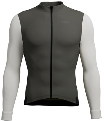 INBIKE Radtrikot Herren Langarm Winter Warm Fahrradtrikot MTB Trikot Thermo Herbst Fleece Funktionsshirt Elastisch für Radsport Outdoor Sport Grün/Weiß XXL