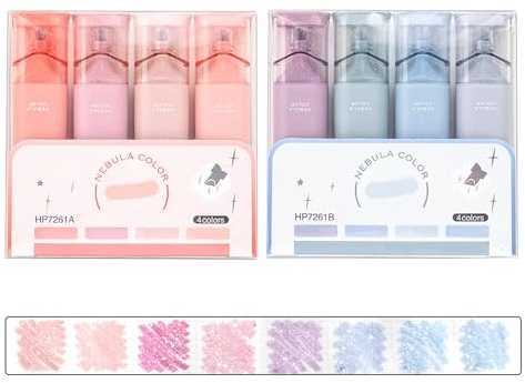 Okdance Glitzer-Textmarker, 8 Stück, rosa und blau, Glitzer-Textmarker zum Lernen, Arbeiten, Textmarker für Notizen, Markieren, Schlüsselpunkte, Zeichnen