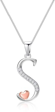 Mesovor Initiale Kette Silber 925 für Damen Mädchen, 100% Sterling-Silber-Buchstaben-Halskette mit Zirkonia, Schmuck, Geschenke für Familie, Mutter, Schwester, Ehefrau (Buchstabe-S)