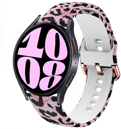 DEALELE Compatible con Samsung Galaxy Watch 6/6 Classic/5/5 Pro/4/4 Classic/Galaxy 3 de 41 mm/Active 2, 20 mm, correa de repuesto de silicona impresa para Huawei GT2 de 42 mm/GT3 de 42 mm (rosa
