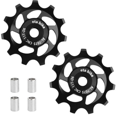 11T Stützrad 2 Stück Fahrrad Schaltwerk Riemenscheibe, Aluminiumlegierung Schaltwerk-Führungsrolle, Mountainbike schaltwerk Führungsrad (Schwarz)