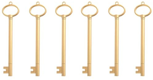 Bulk Key Gelstifte, Vintage-Gelstifte, lustig, exquisite Erinnerung, schwarze Tintenroller, coole dekorative Stifte für Büro, Schreibwaren, Schulbedarf (6 Stück, Gold)
