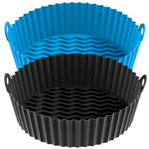 KIFT Silicone Air Fryer Liner Round Reusable 6.3 inch 1-3.2 Litre 2Pcs Non-Stick Circular Pot for Fryers Accessories, Airfryer Liners for Air Fryer Basket and Replacement of Parchment Papers