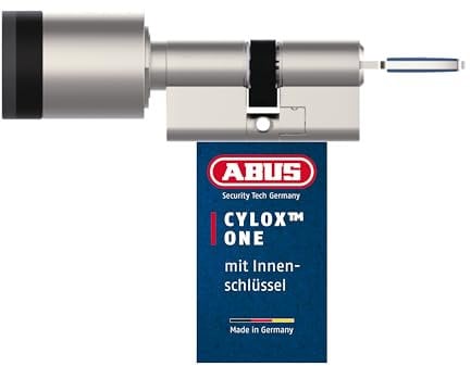 Smarter Türzylinder CYLOX One - schlüsselloses Öffnen mit Smartphone und weiterem Zubehör - Türschloss mit Anbohrschutz - öffnen per Außenknauf - mit Innenschlüssel - Länge 45-55/30-40